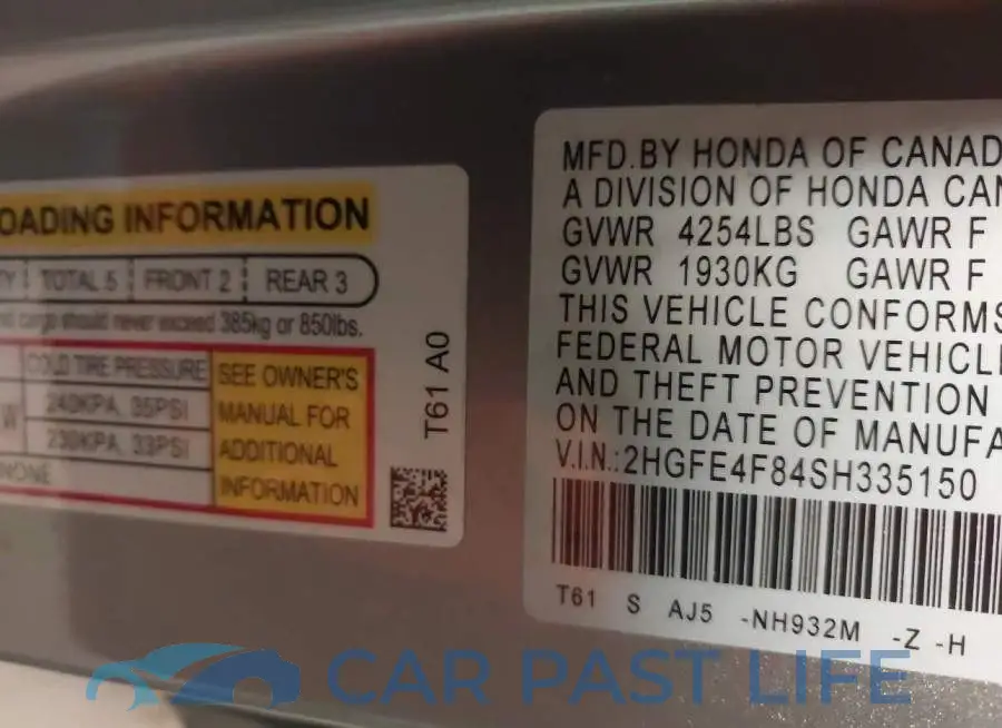 2HGFE4F84SH335150# 9