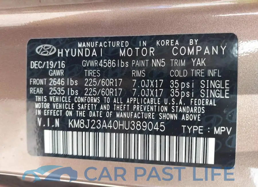 KM8J23A40HU389045# 9