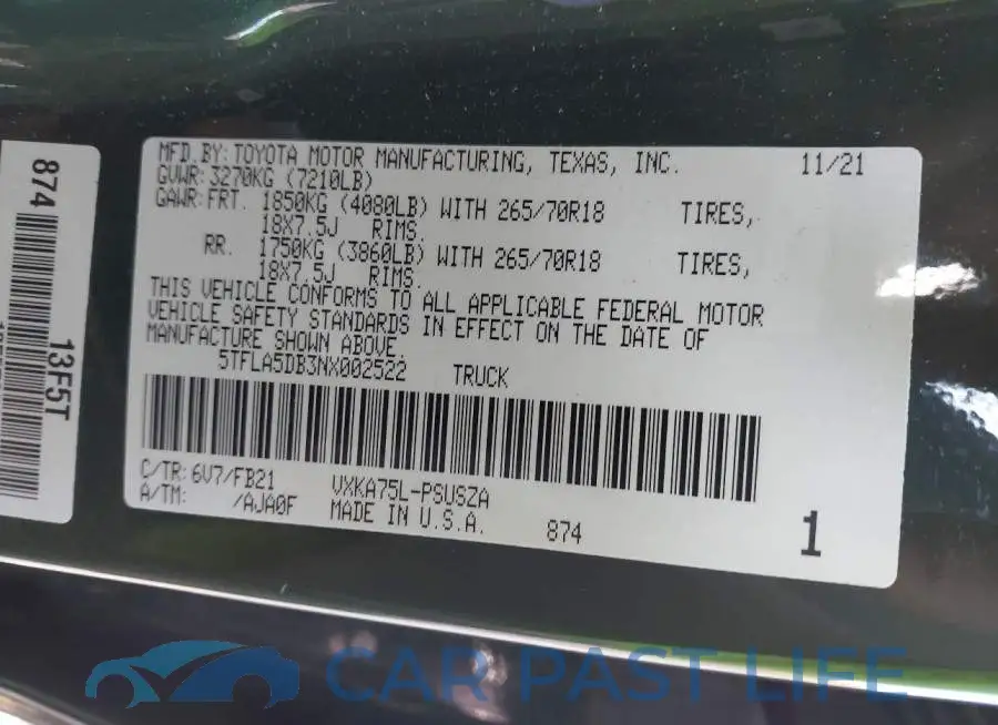 5TFLA5DB3NX002522# 9