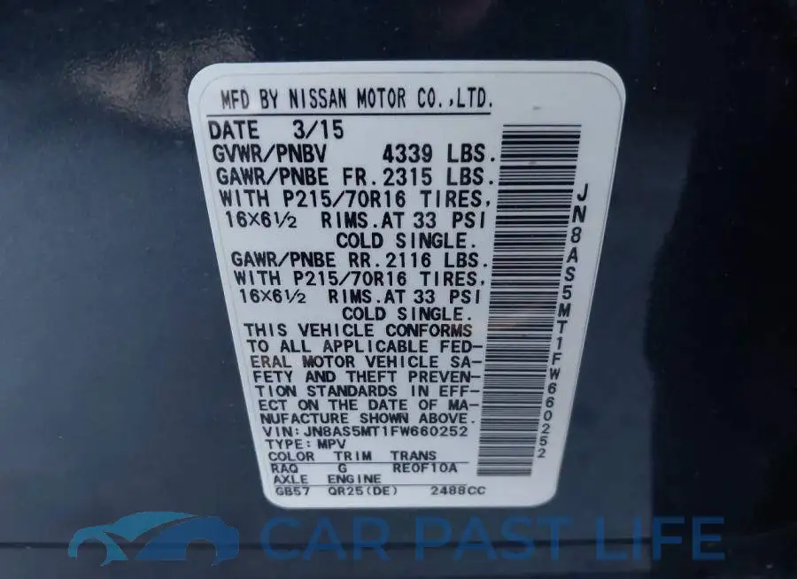 JN8AS5MT1FW660252# 9