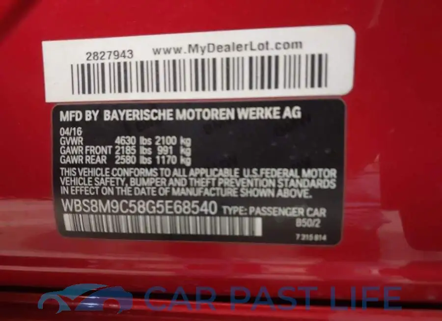 WBS8M9C58G5E68540# 9