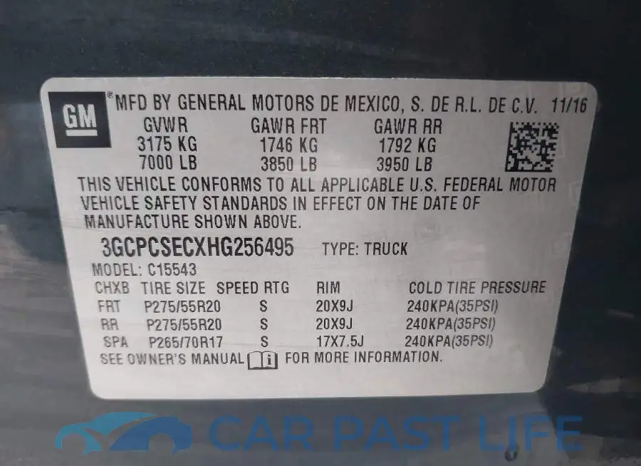 3GCPCSECXHG256495# 9