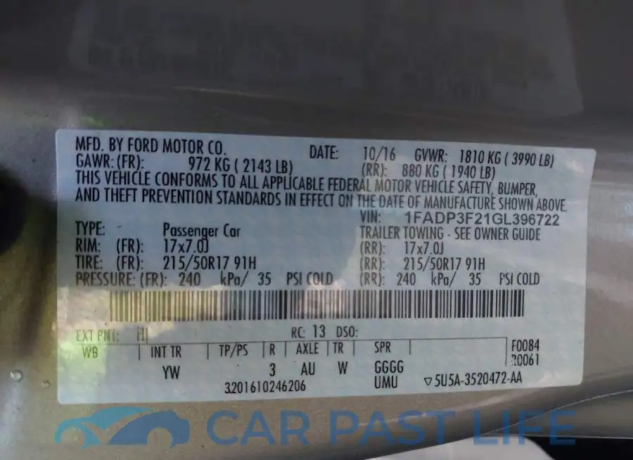 1FADP3F21GL396722# 9