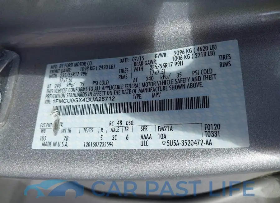 1FMCU0GX4GUA28712# 9