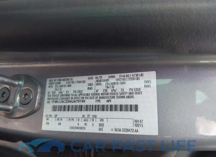 1FMCU9CZ9NUA70740# 9