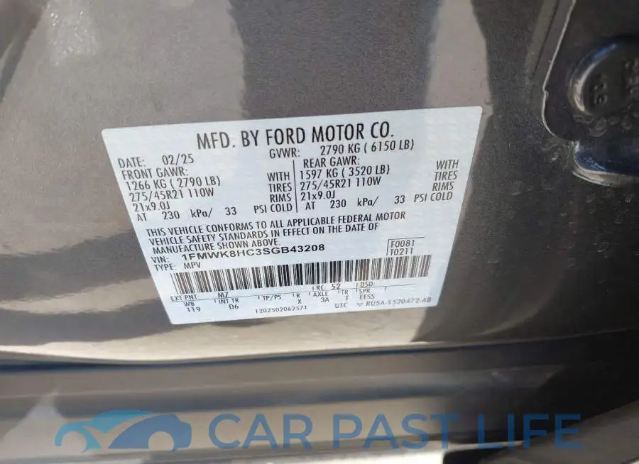 1FMWK8HC3SGB43208# 9