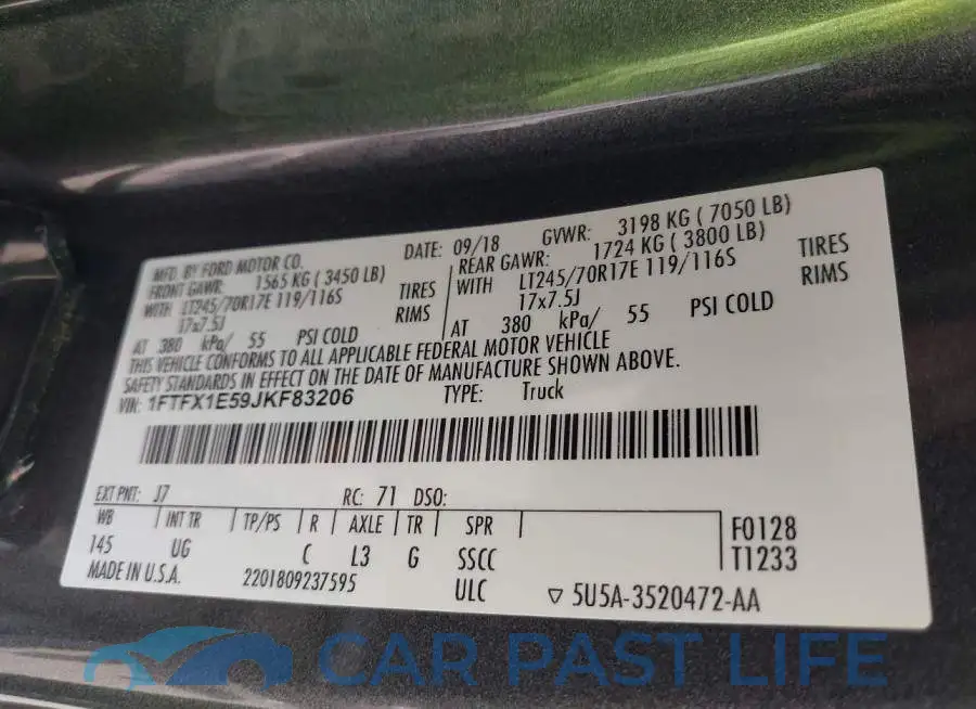 1FTFX1E59JKF83206# 9