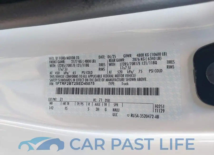 1FTRF2BT2SED45075# 9
