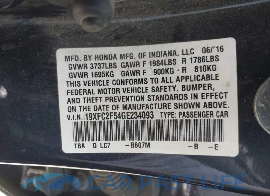 19XFC2F54GE234093# 9