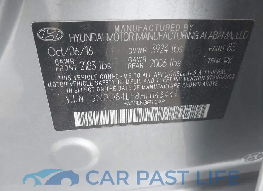 5NPD84LF8HH143441# 9