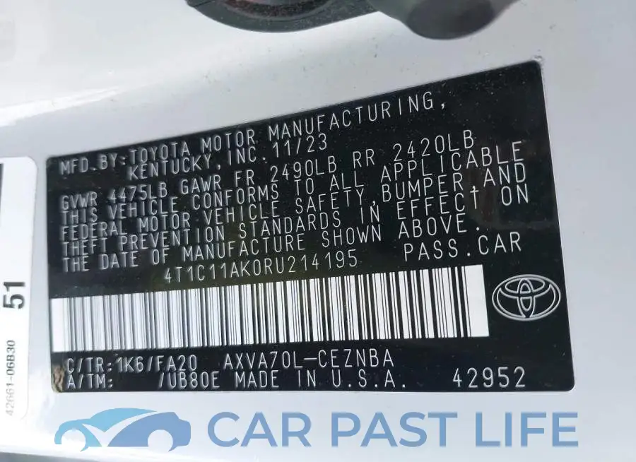 4T1C11AK0RU214195# 9