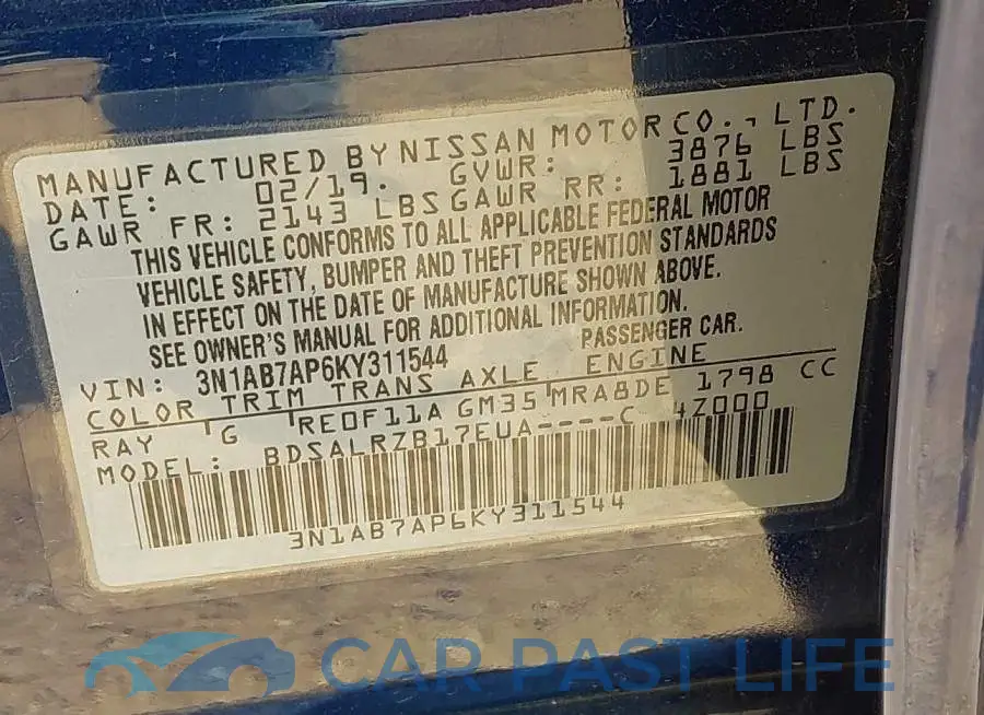 3N1AB7AP6KY311544# 9