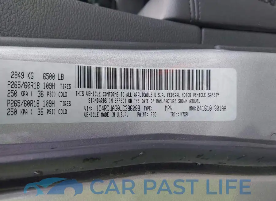 1C4RDJAG0JC386089# 9