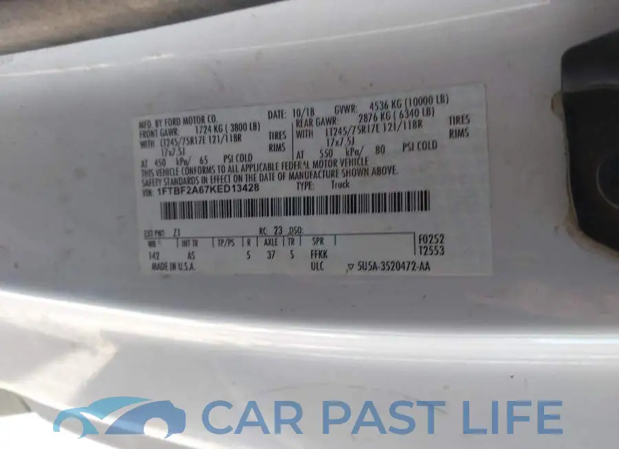 1FTBF2A67KED13428# 9