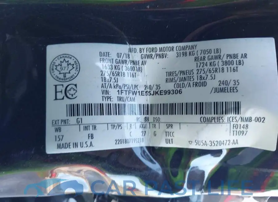 1FTFW1E55JKE99306# 9