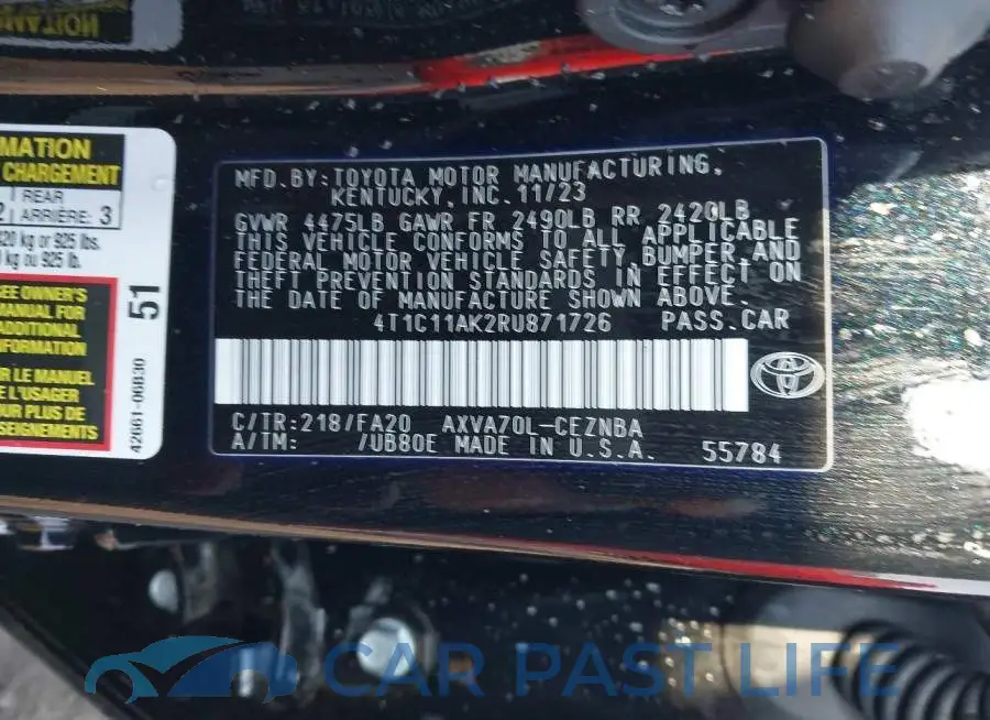 4T1C11AK2RU871726# 9