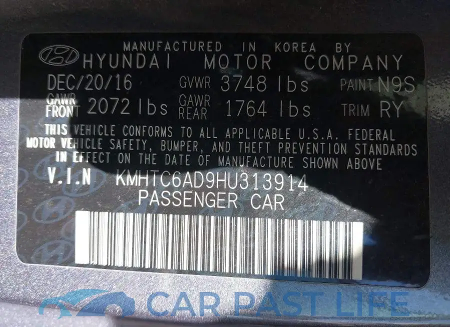 KMHTC6AD9HU313914# 9