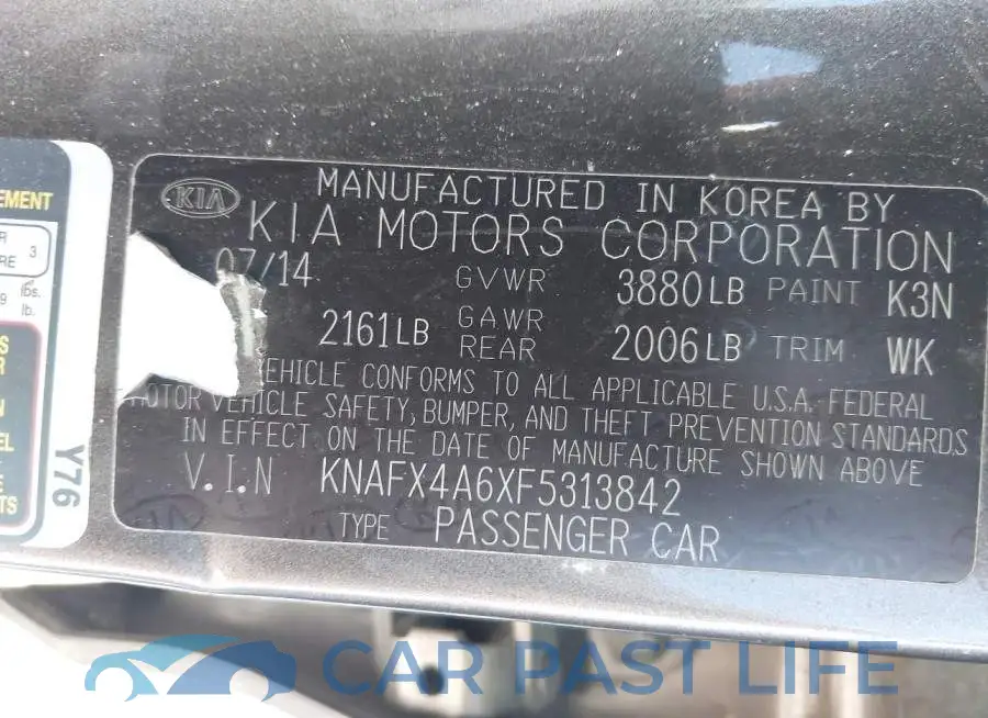 KNAFX4A6XF5313842# 9