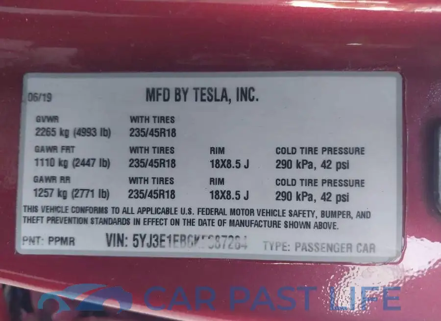 5YJ3E1EB6KF387284# 9