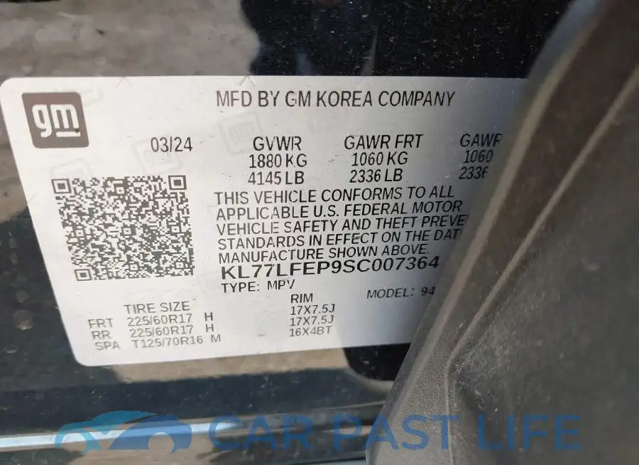 KL77LFEP9SC007364# 9