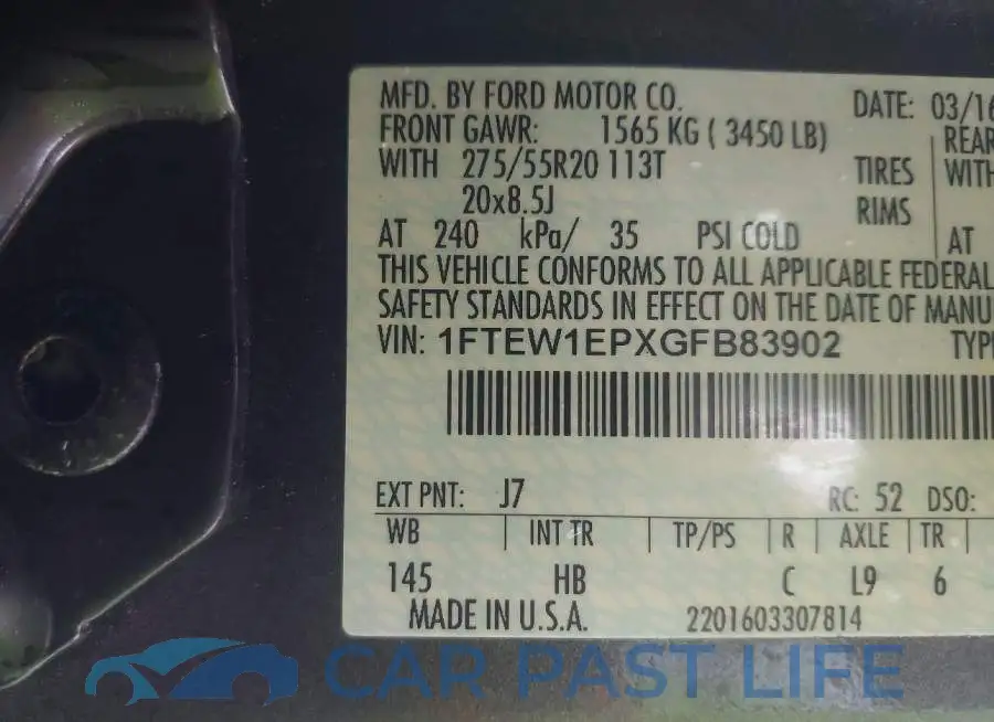 1FTEW1EPXGFB83902# 9