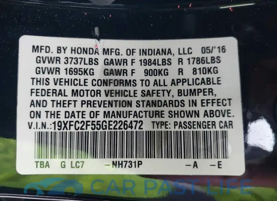 19XFC2F55GE226472# 9