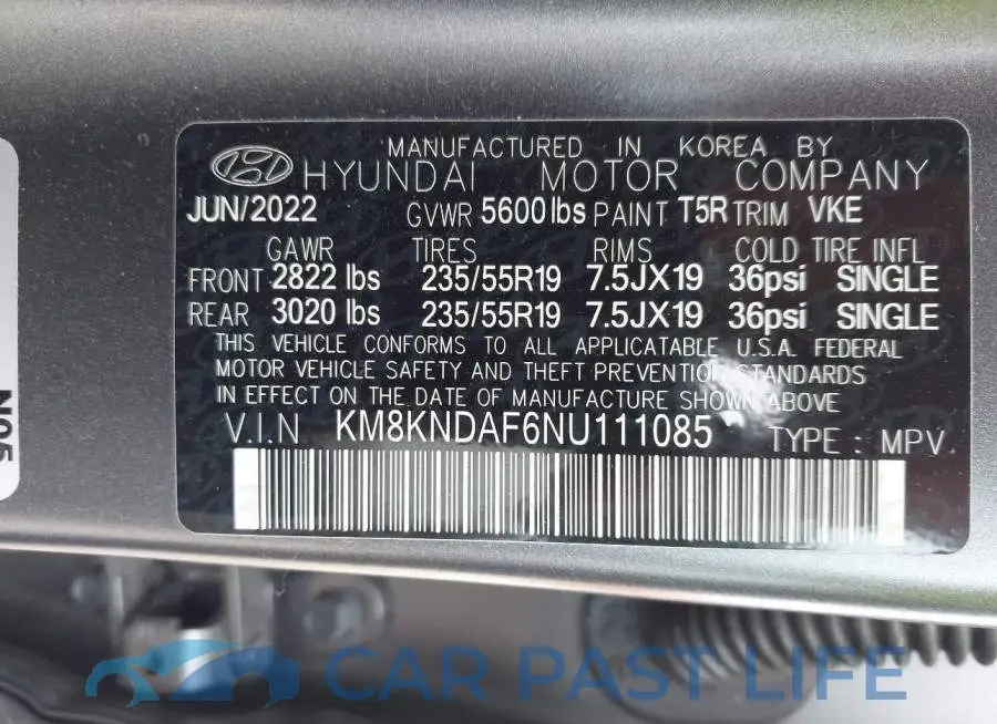 KM8KNDAF6NU111085# 9