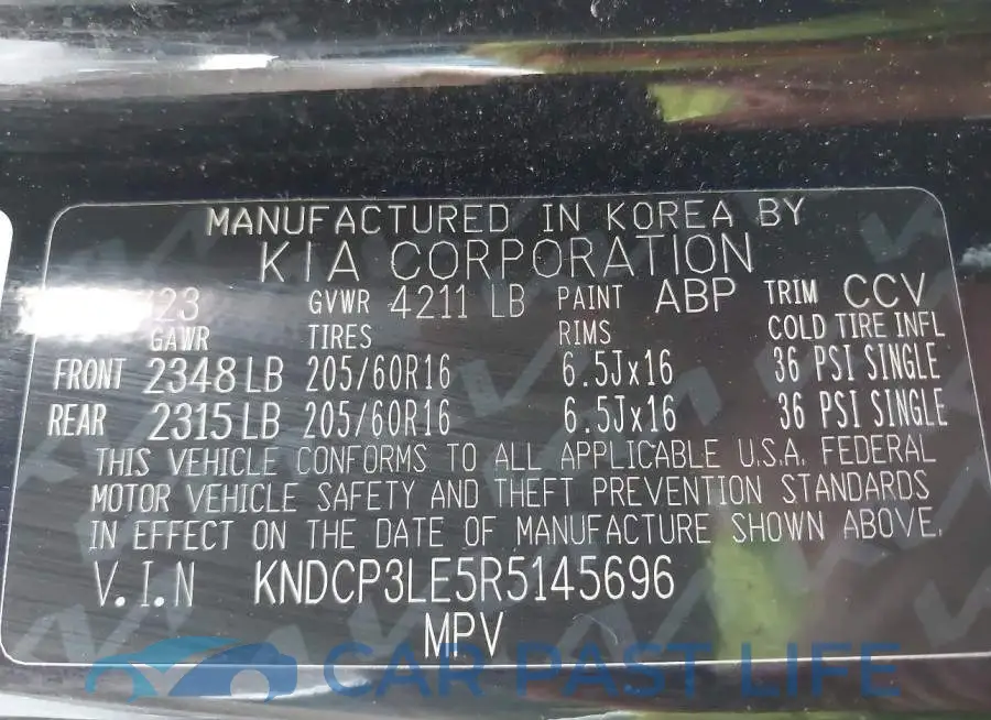 KNDCP3LE5R5145696# 9