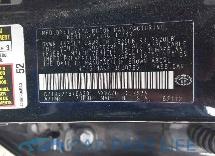 4T1G11AK4LU900765# 9