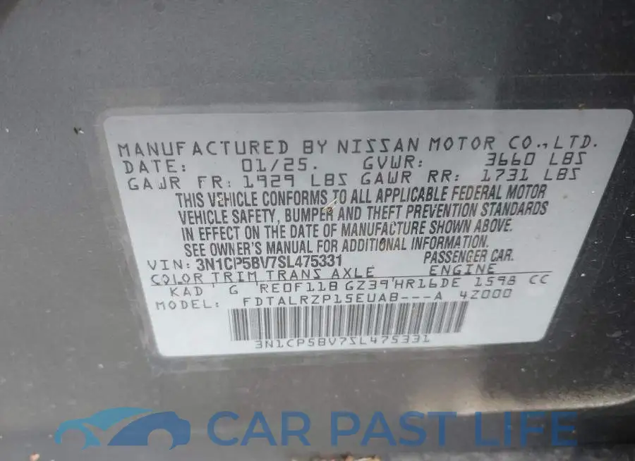 3N1CP5BV7SL475331# 9