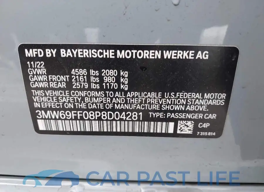3MW69FF08P8D04281# 9