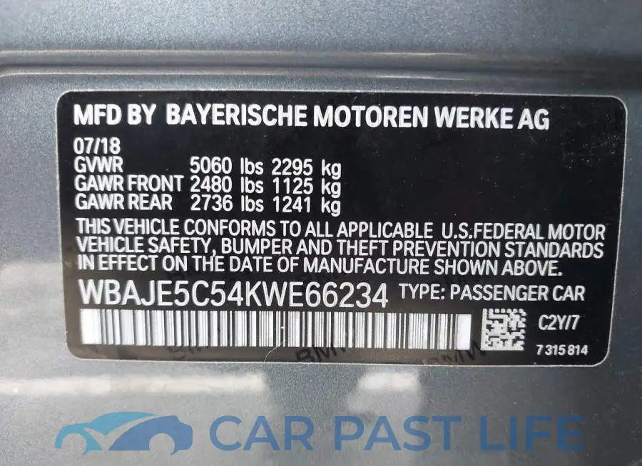 WBAJE5C54KWE66234# 9