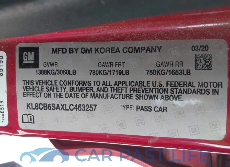 KL8CB6SAXLC463257# 9