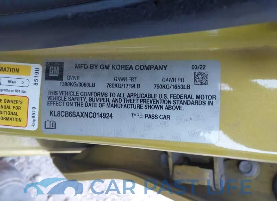 KL8CB6SAXNC014924# 9