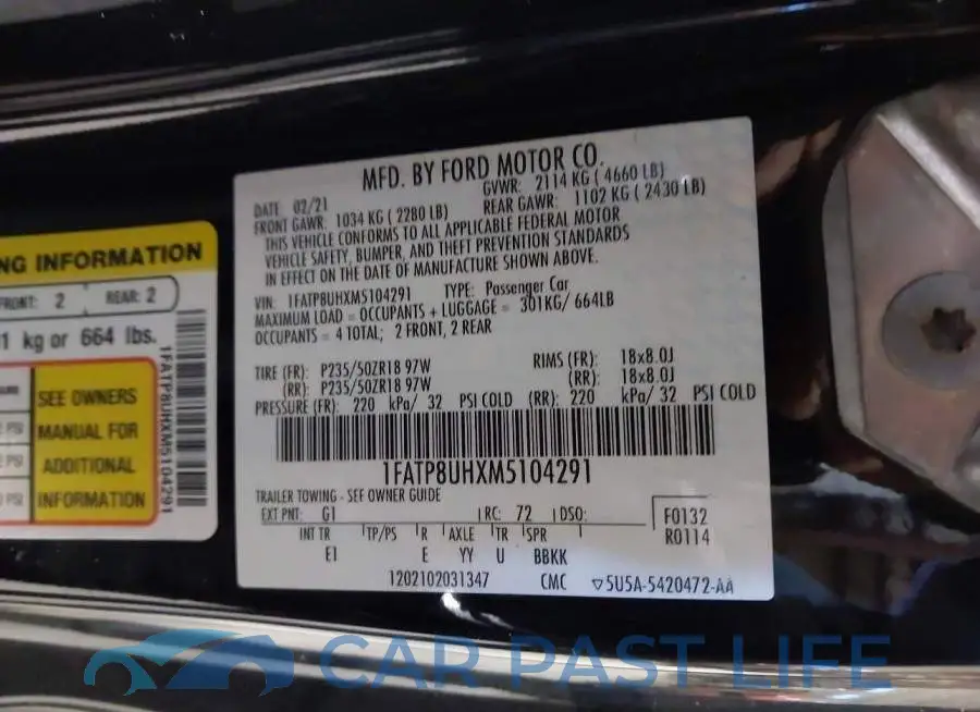1FATP8UHXM5104291# 9