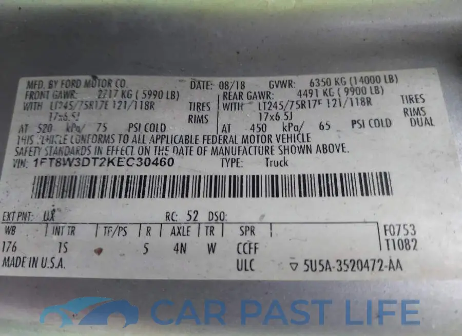1FT8W3DT2KEC30460# 9