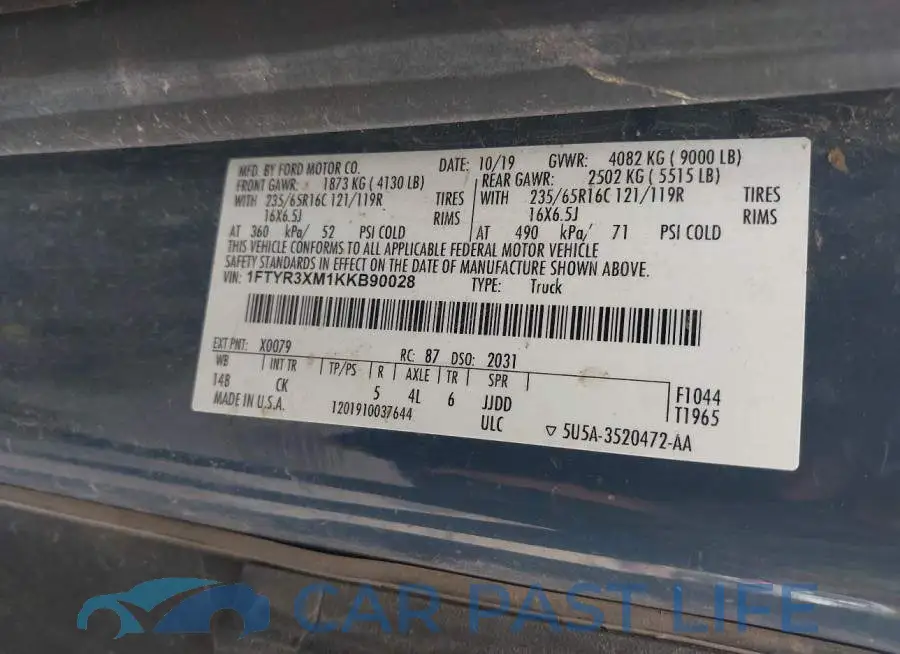 1FTYR3XM1KKB90028# 8