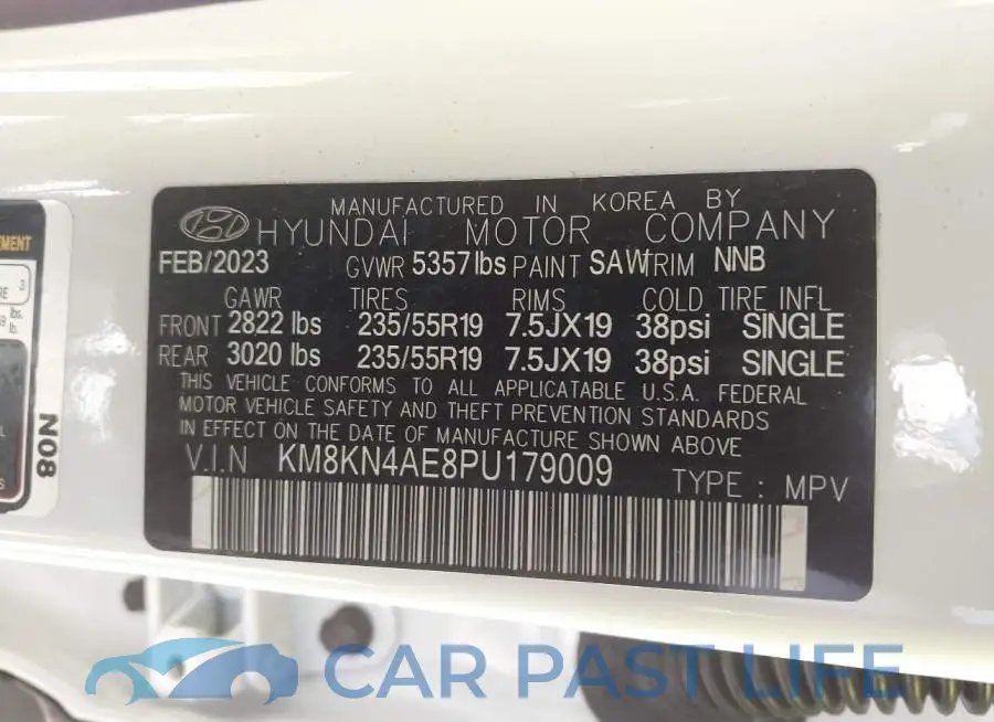 KM8KN4AE8PU179009# 9