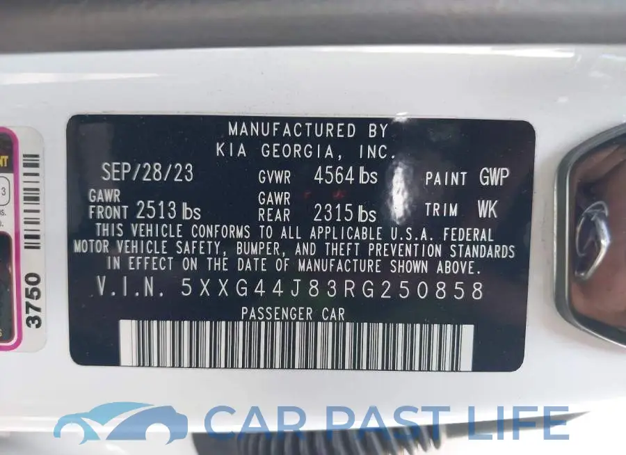 5XXG44J83RG250858# 9