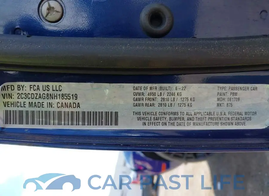 2C3CDZAG8NH185519# 9