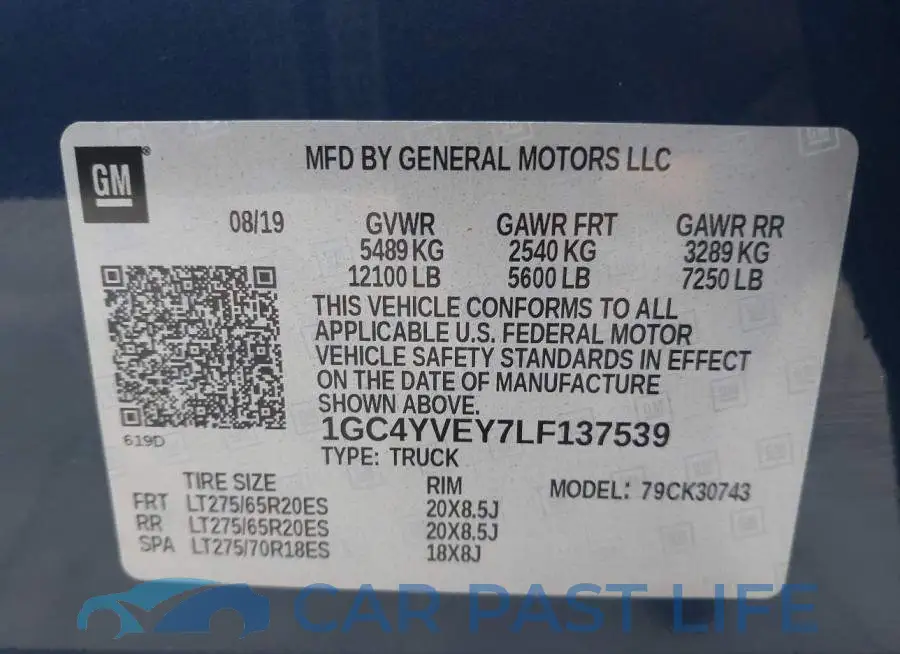 1GC4YVEY7LF137539# 8