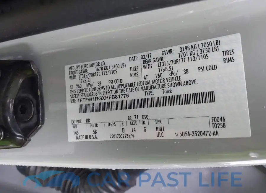 1FTFW1RGXHFB81776# 9
