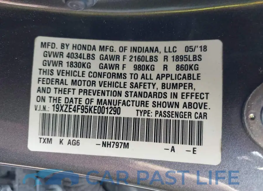 19XZE4F95KE001290# 9