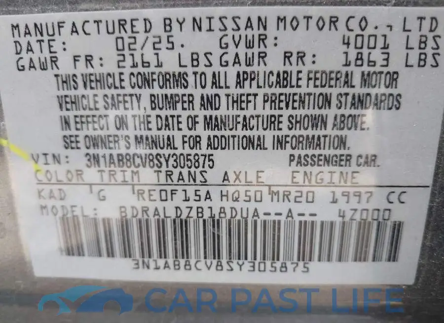 3N1AB8CV8SY305875# 9