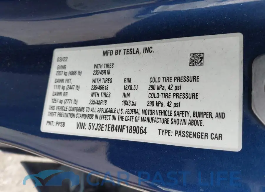 5YJ3E1EB4NF189064# 9