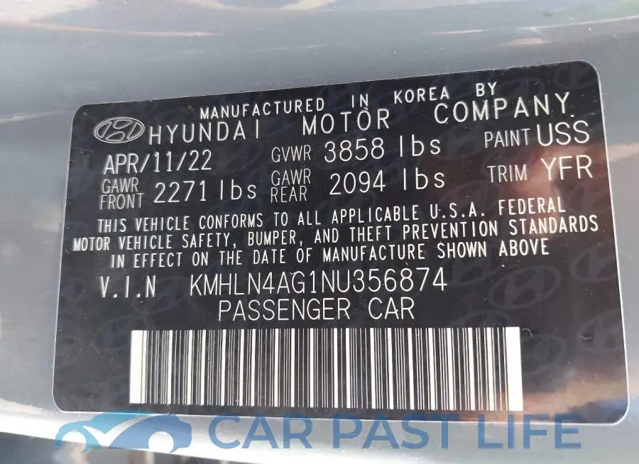 KMHLN4AG1NU356874# 9