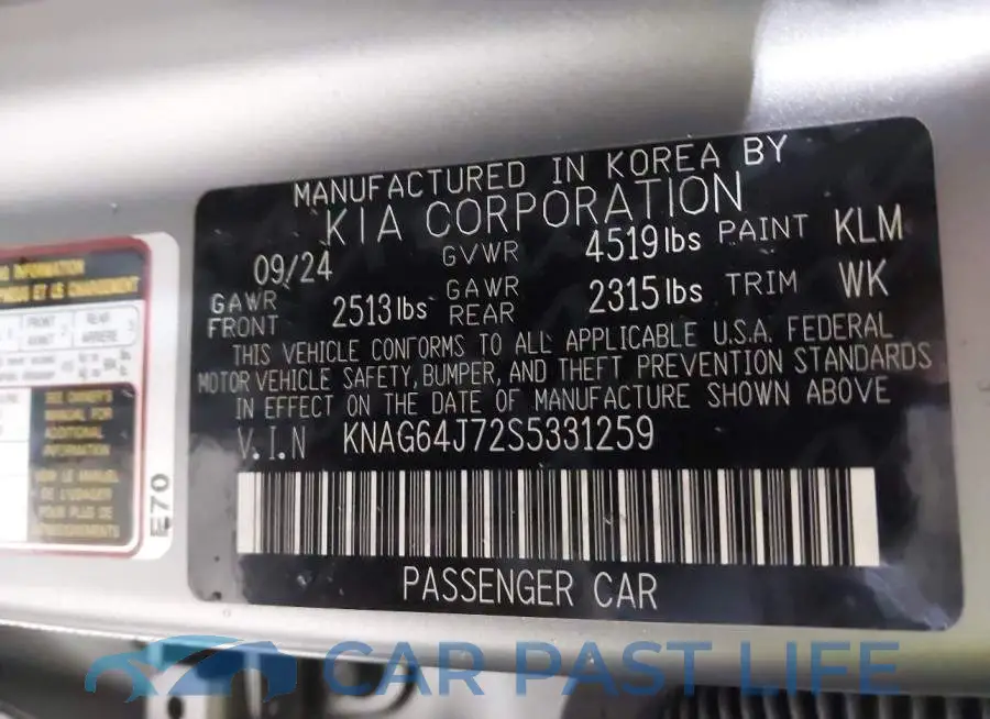 KNAG64J72S5331259# 9