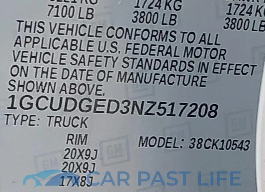 1GCUDGED3NZ517208# 9