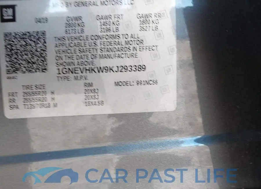 1GNEVHKW9KJ293389# 9