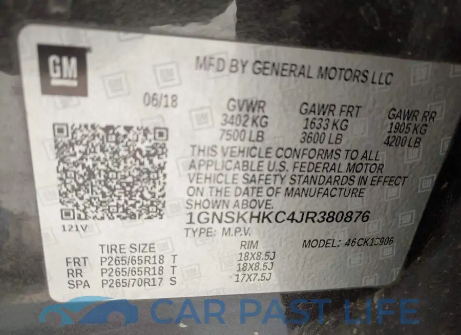 1GNSKHKC4JR380876# 9